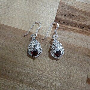 Sterling Silver and Ruby dangle earrings